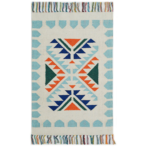 Bakero Country Handmade Kilim Cotton White/Blue/Orange Rug & Reviews